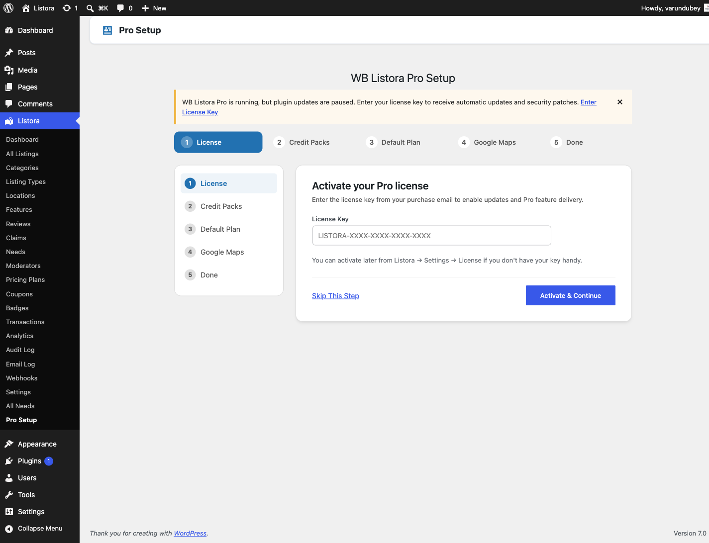 Activating Pro - screenshot from the modernized 1.0.5 site