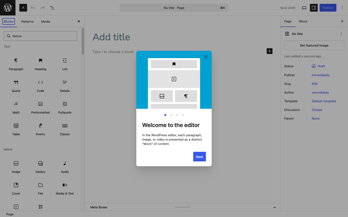 Blocks Overview - screenshot from the modernized 1.0.5 site