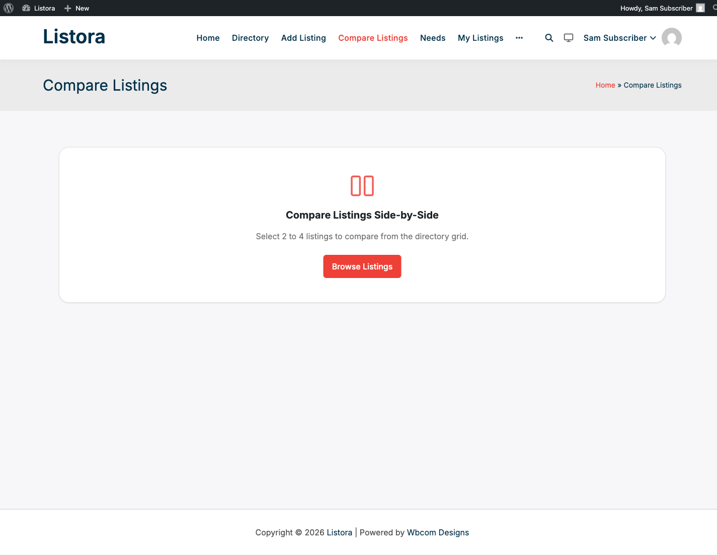 Compare Listings - side-by-side comparison table on the modernized 1.0.5 UI