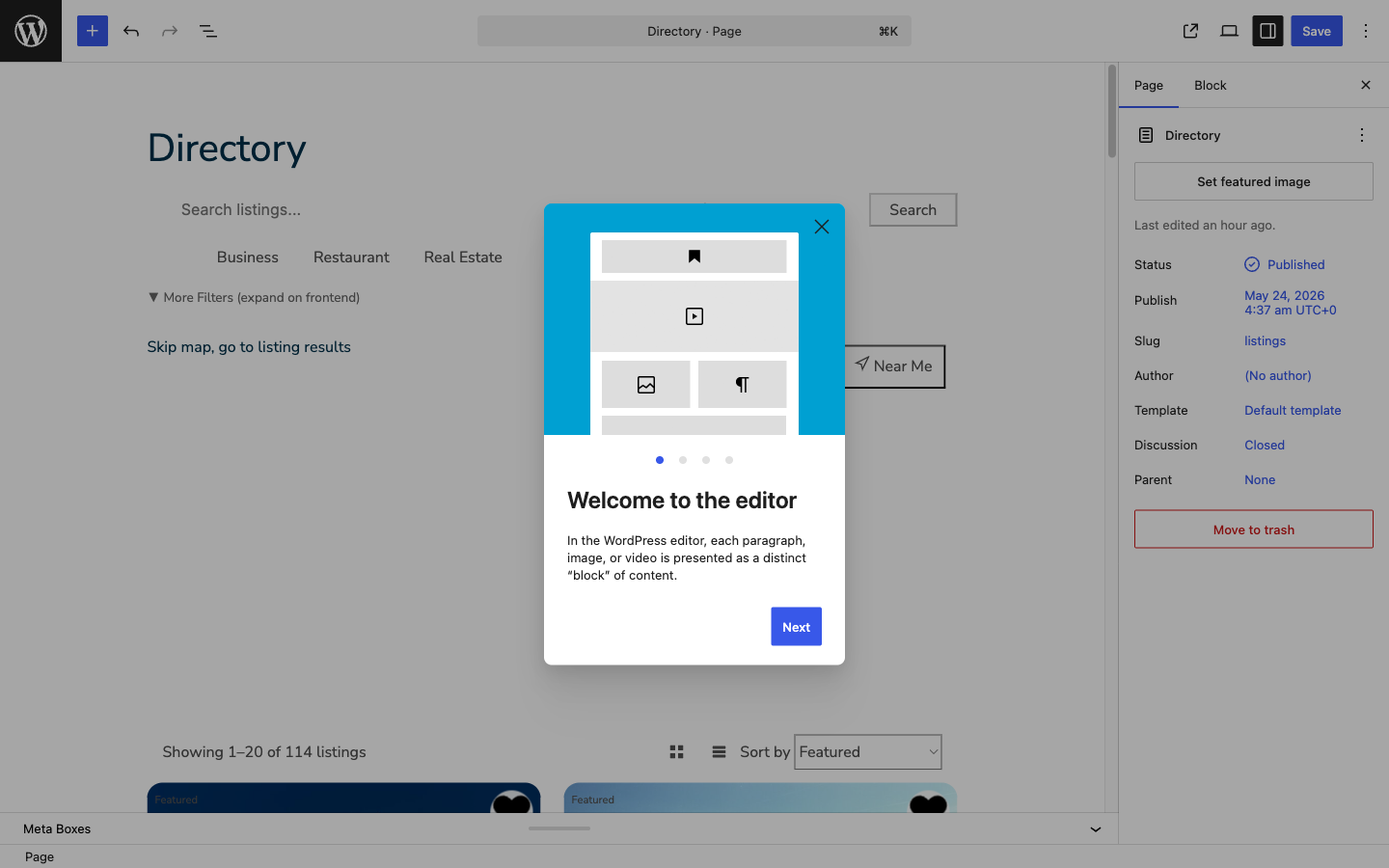 Directory Page Blocks - admin UI screenshot (1.0.5)