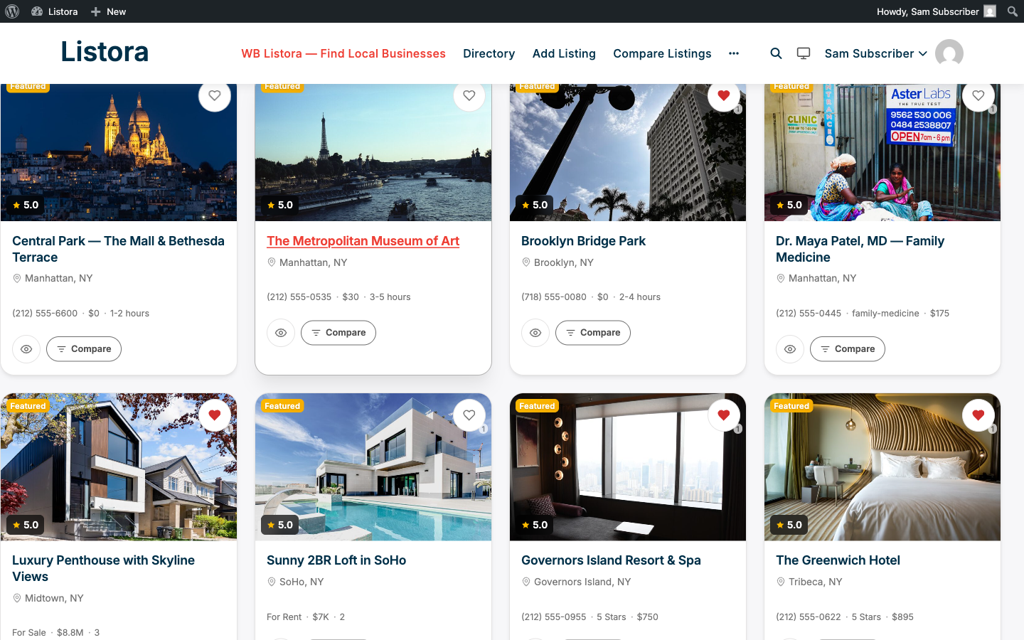Featured Listings - carousel of featured cards with the modernized 1.0.5 surface treatment