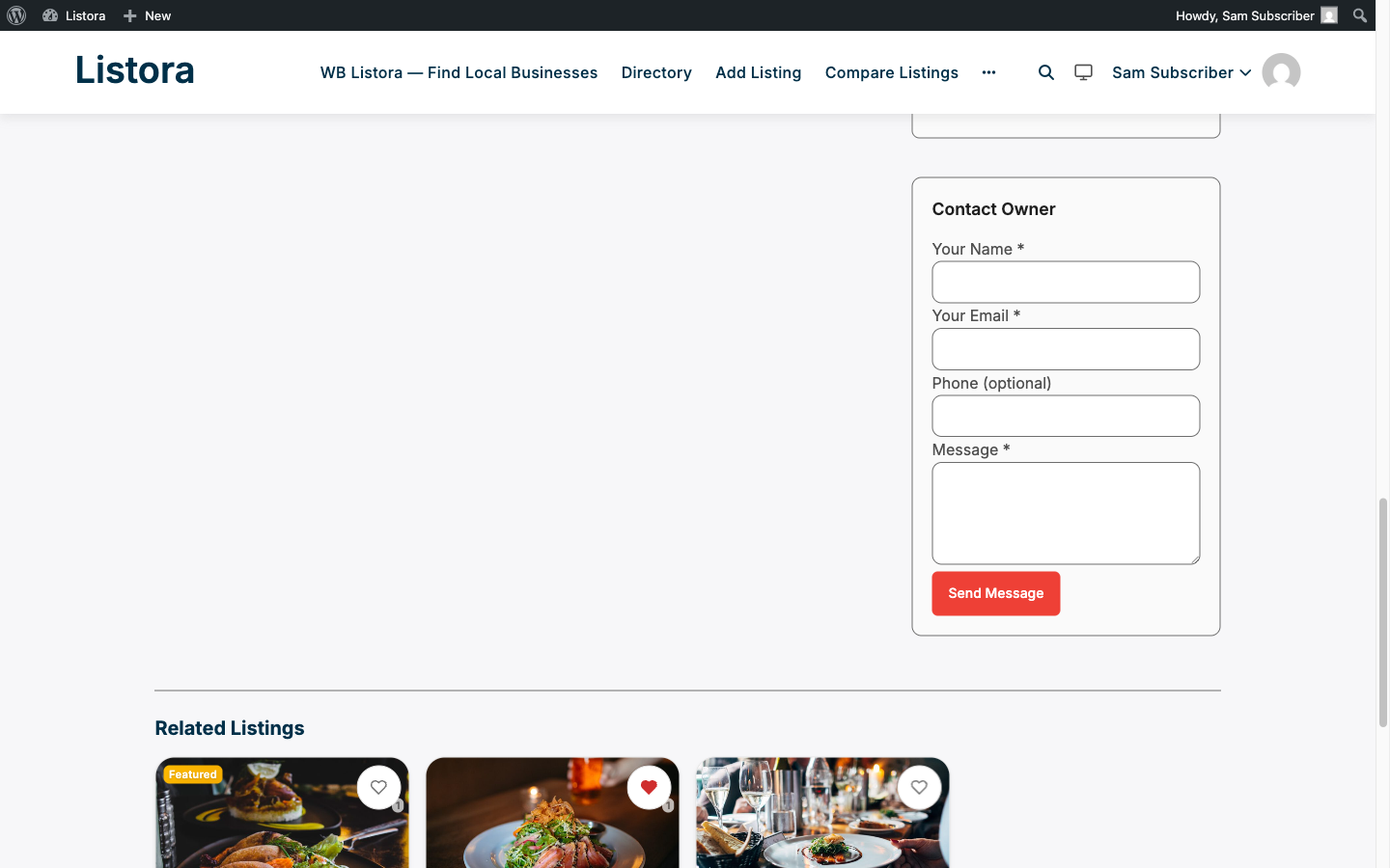 Lead Forms - screenshot from the modernized 1.0.5 site