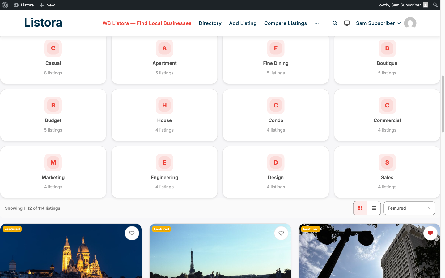Browse by Category - colorful category tiles with listing counts on the modernized 1.0.5 UI