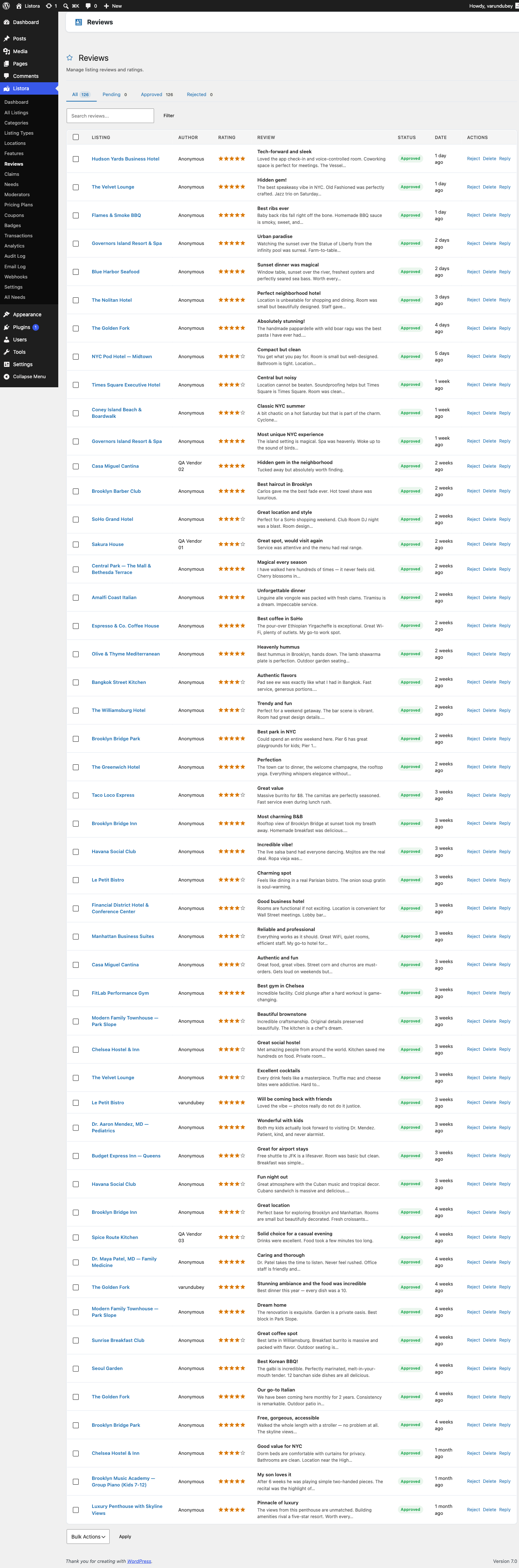 Moderation Queue - bulk-moderate UI with filter chips for type, status, and date