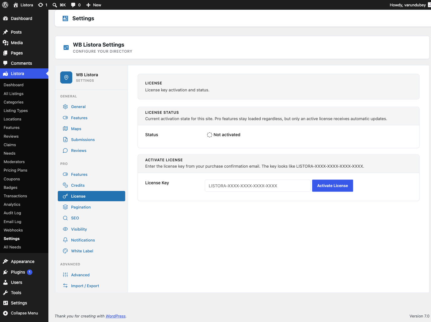 Pro License - screenshot from the modernized 1.0.5 site