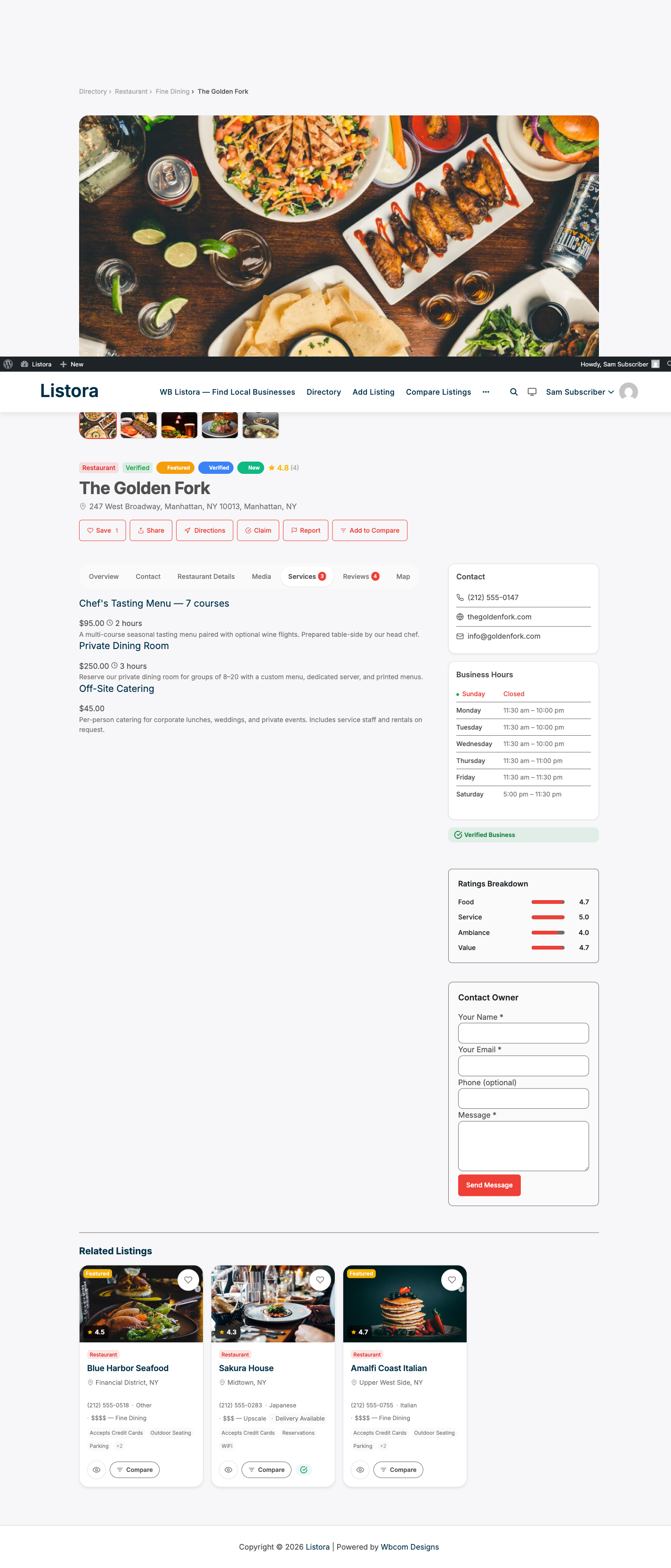Services Per Listing - screenshot from the modernized 1.0.5 site