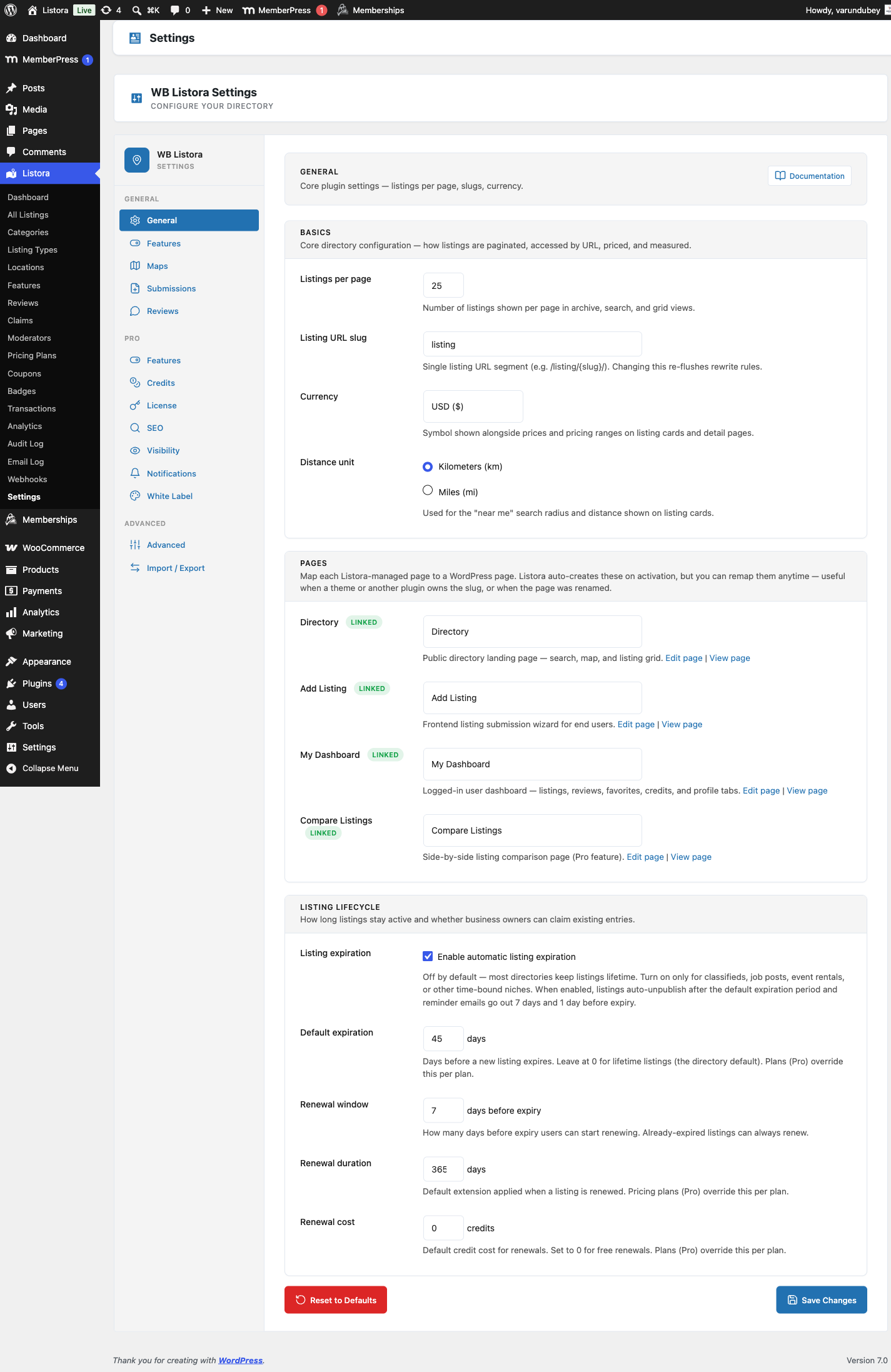 Settings Search - admin UI screenshot (1.0.5)
