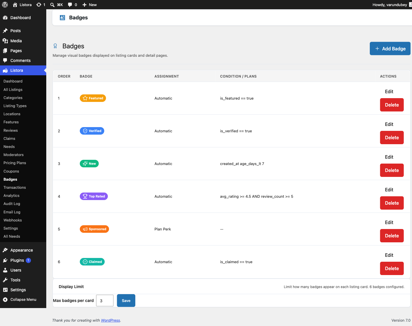 Verification Badges - screenshot from the modernized 1.0.5 site